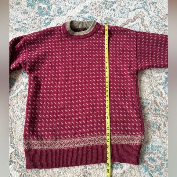 Boston traders Men's wool sweater Siz Medium Red Knit isle Nordic pullover sz XL - Picture 4 of 8